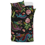 Dragons Flower Pattern Bedding Set