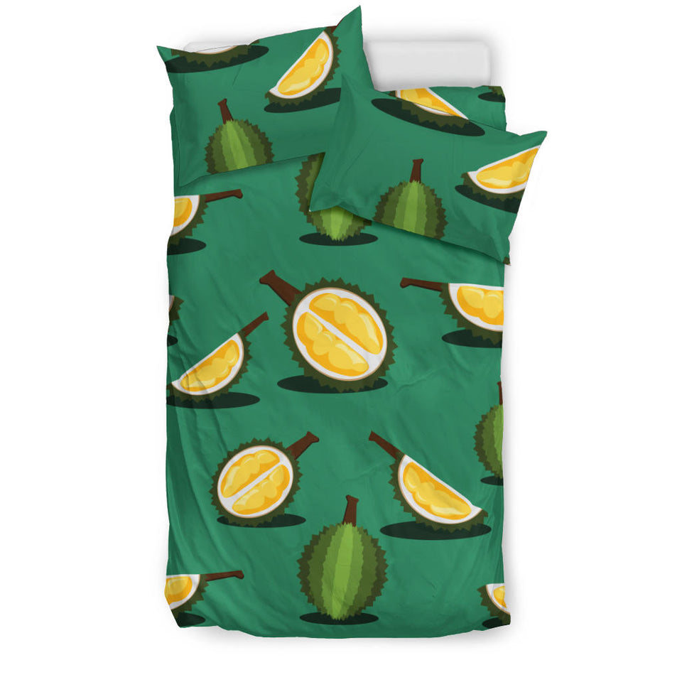 Durian Pattern Green Background Bedding Set