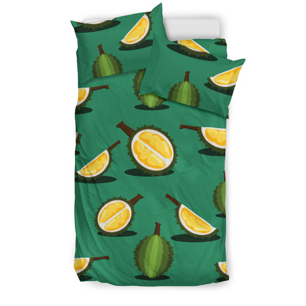 Durian Pattern Green Background Bedding Set