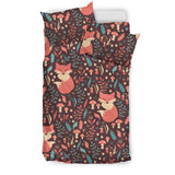 Fox Leaves Mushroom Pattern Bedding Set