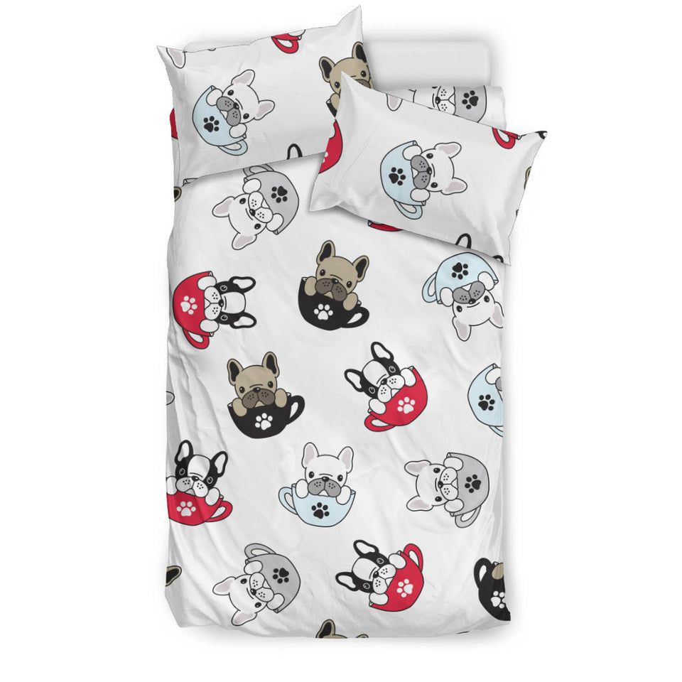 French Bulldog Cup Paw Pattern Bedding Set