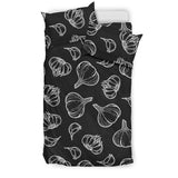 Garlic Pattern Black Background Bedding Set