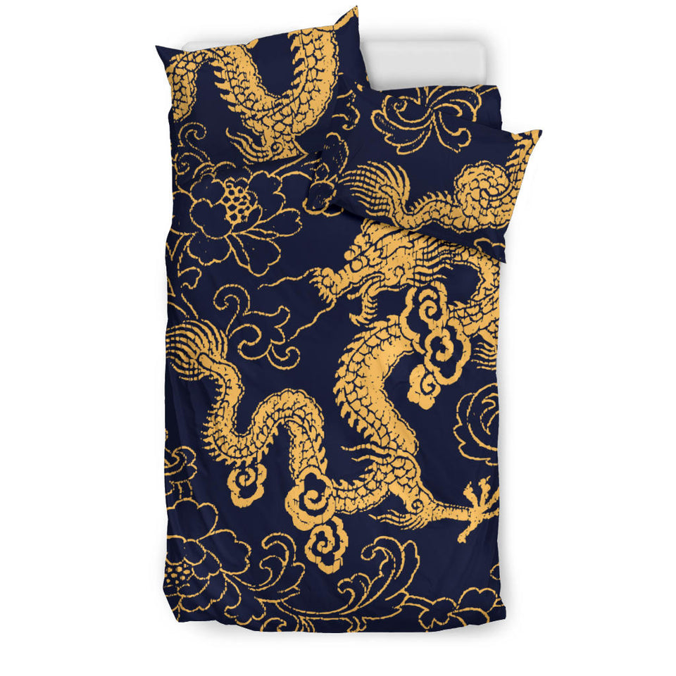 Gold Dragon Pattern Bedding Set