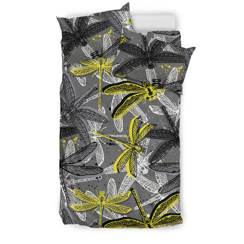 Hand Drawn Dragonfly Pattern Bedding Set