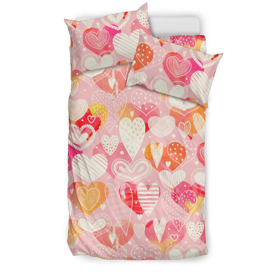 Hand Drawn Heart Design Pattern Bedding Set