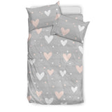 Heart Pattern Gray Background Bedding Set