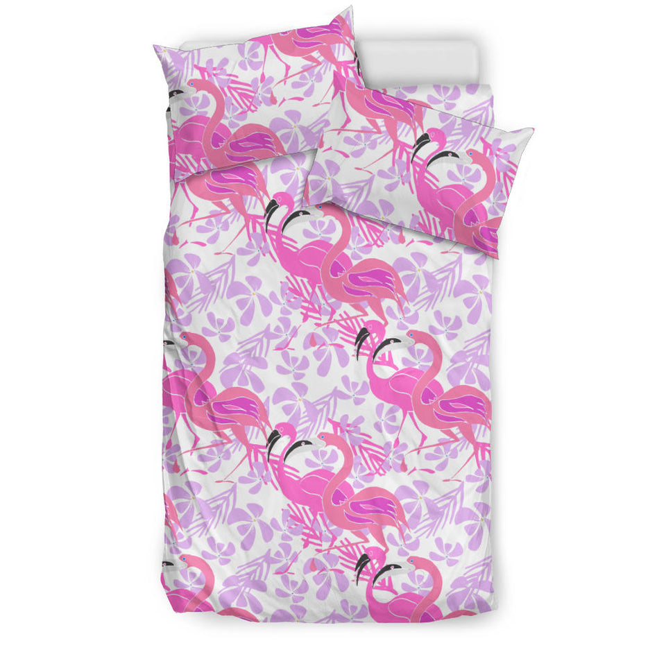 Pink Flamingo Flower Pattern Bedding Set