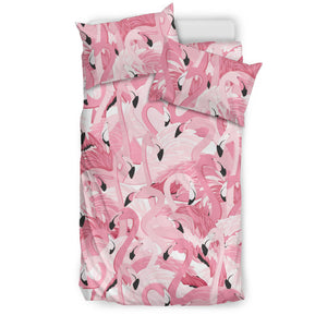 Pink Flamingos Pattern Background Bedding Set