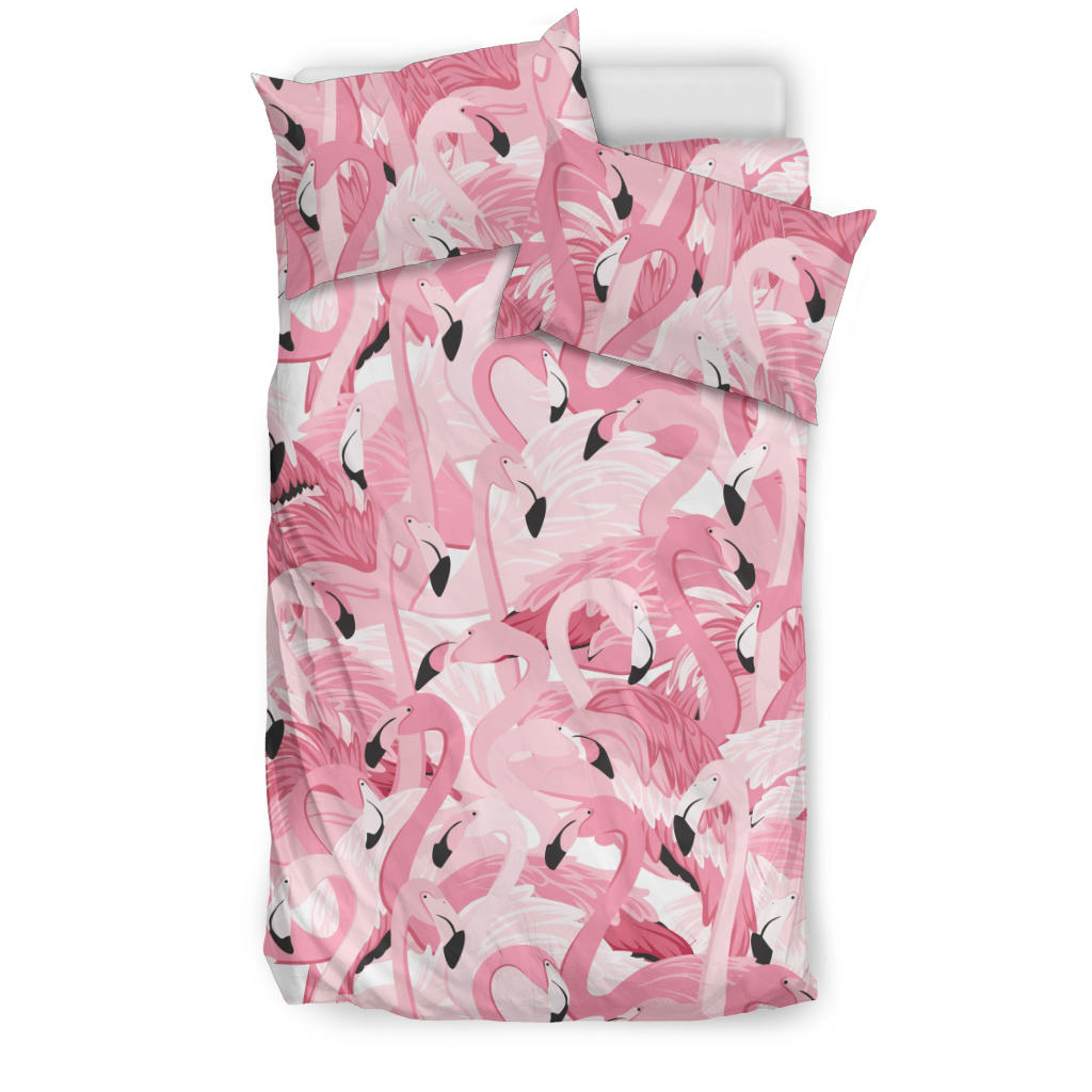 Pink Flamingos Pattern Background Bedding Set