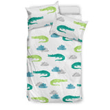 Watercolor Crocodile Pattern Bedding Set