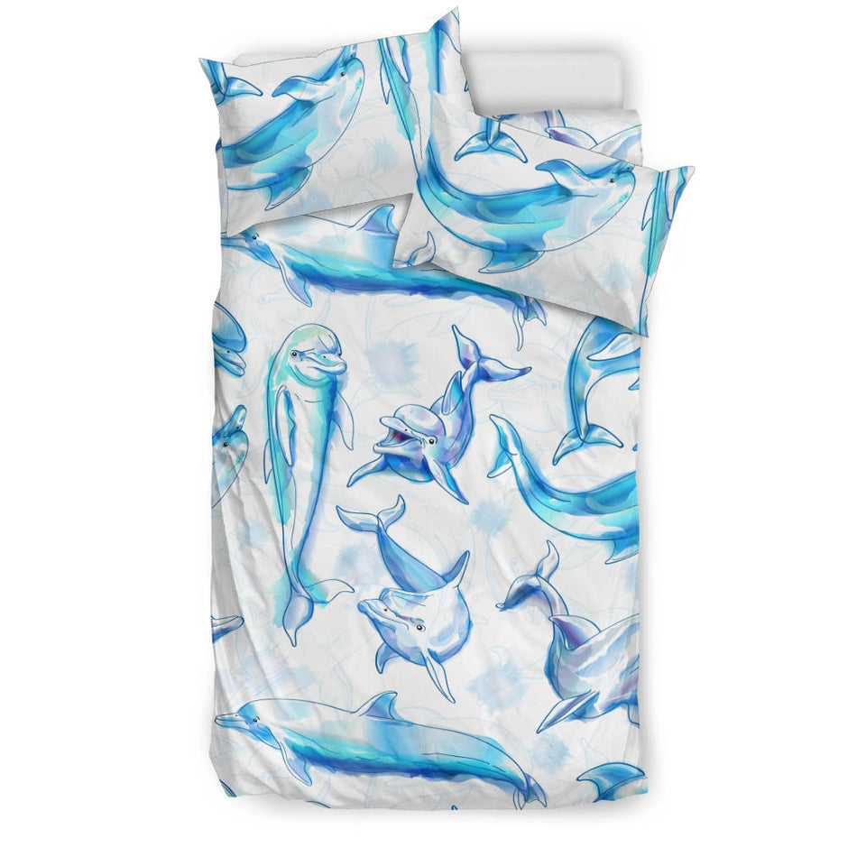 Watercolor Dolphin Pattern Bedding Set