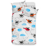 Watercolor Helicopter Cloud Pattern Bedding Set
