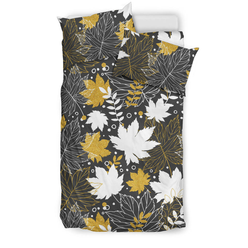 Beautiful Gold Autumn Maple Leaf Pattern Bedding Set