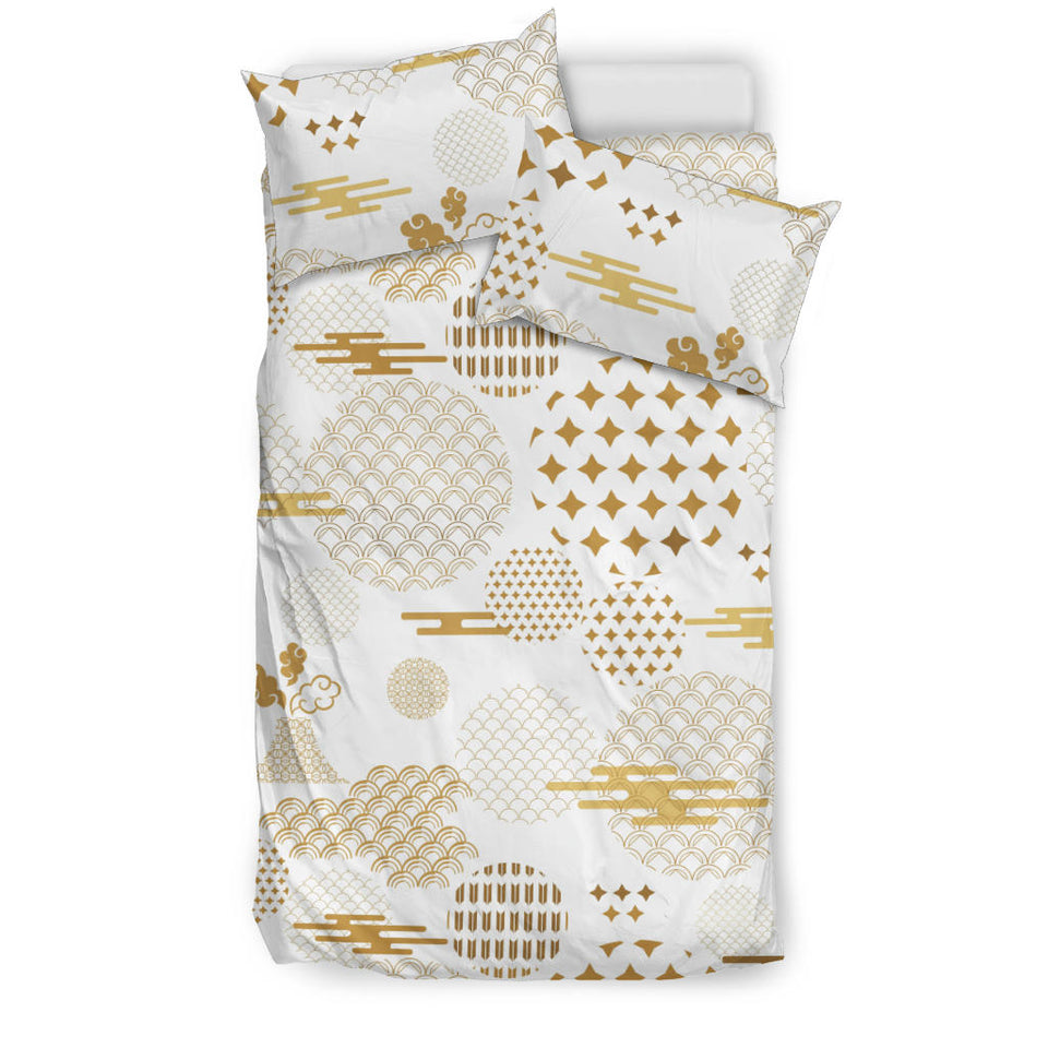 Beautiful Gold Japanese Pattern Bedding Set