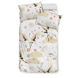 Beautiful Japanese Cranes Pattern Bedding Set