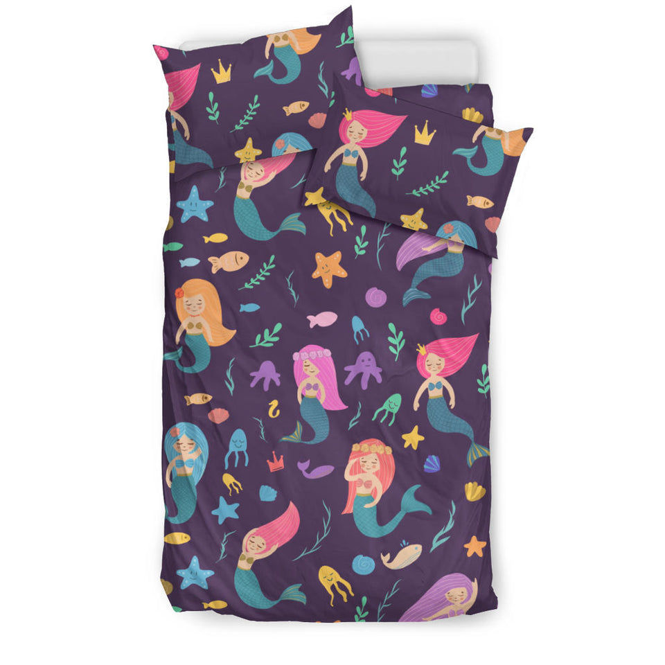 Beautiful Mermaid Fish Jellyfish Algae Other Marine World Bedding Set