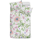 Beautiful Pink Lotus Waterlily Leaves Pattern Bedding Set