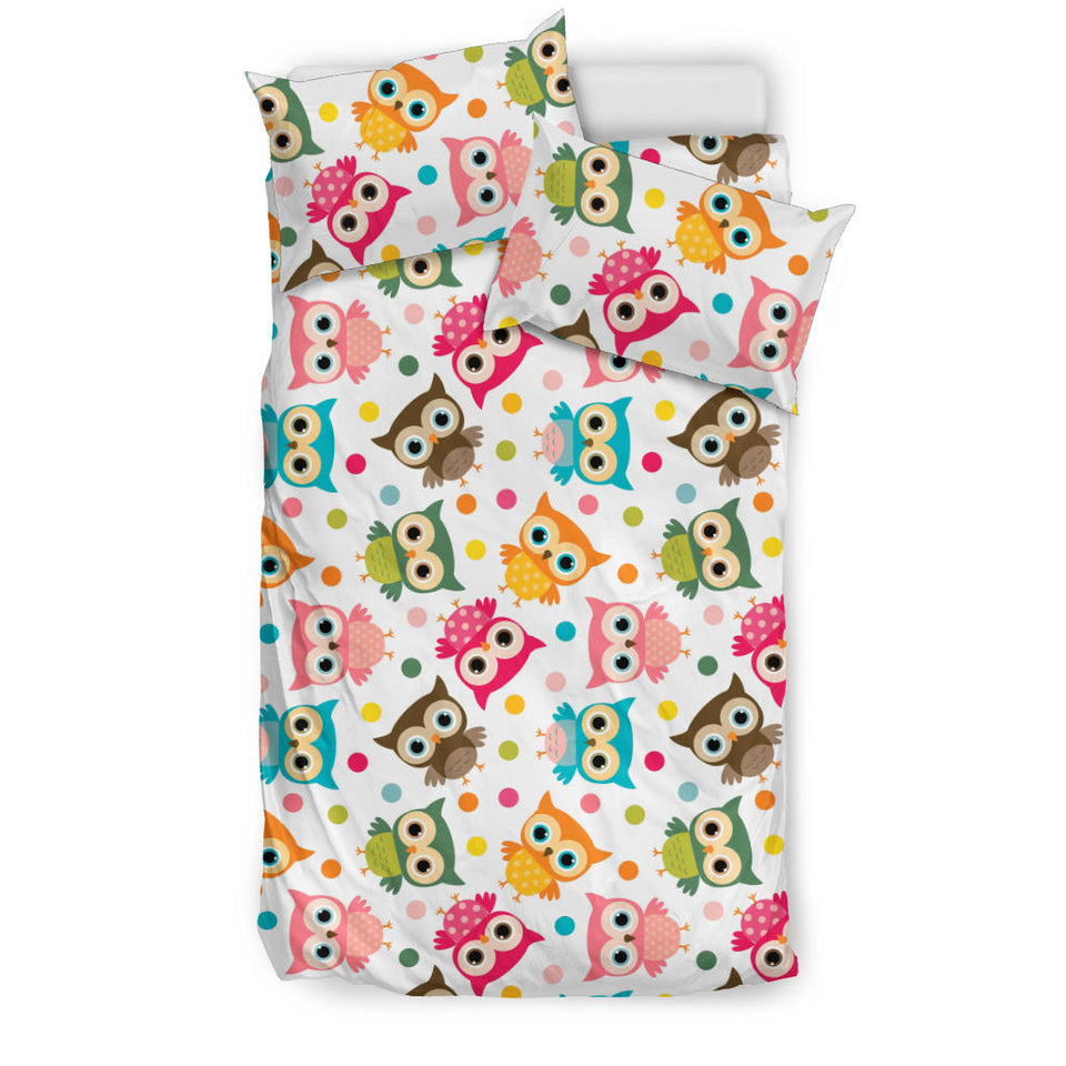 Color Cute Owl Pattern Bedding Set