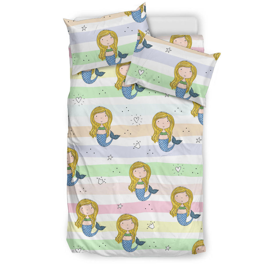Cute Hand Drawn Mermaid Bedding Set