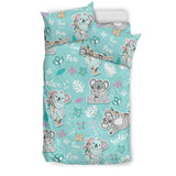 Cute Koalas Blue Background Pattern Bedding Set