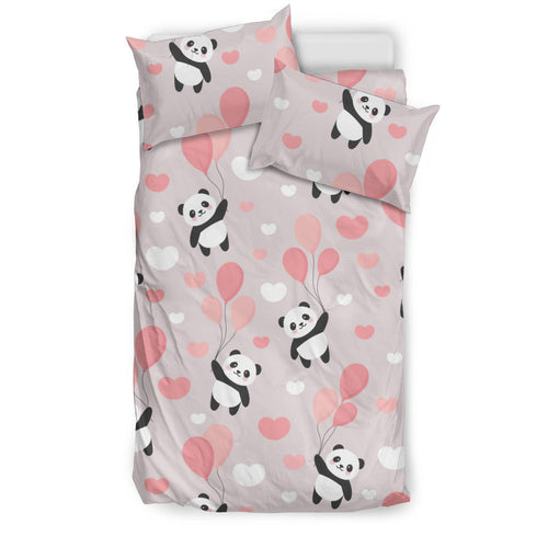 Cute Panda Ballon Heart Pattern Bedding Set