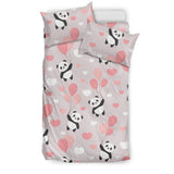 Cute Panda Ballon Heart Pattern Bedding Set