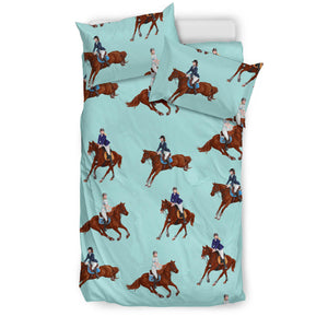 Horses Running Horses Rider Pattern Bedding Set