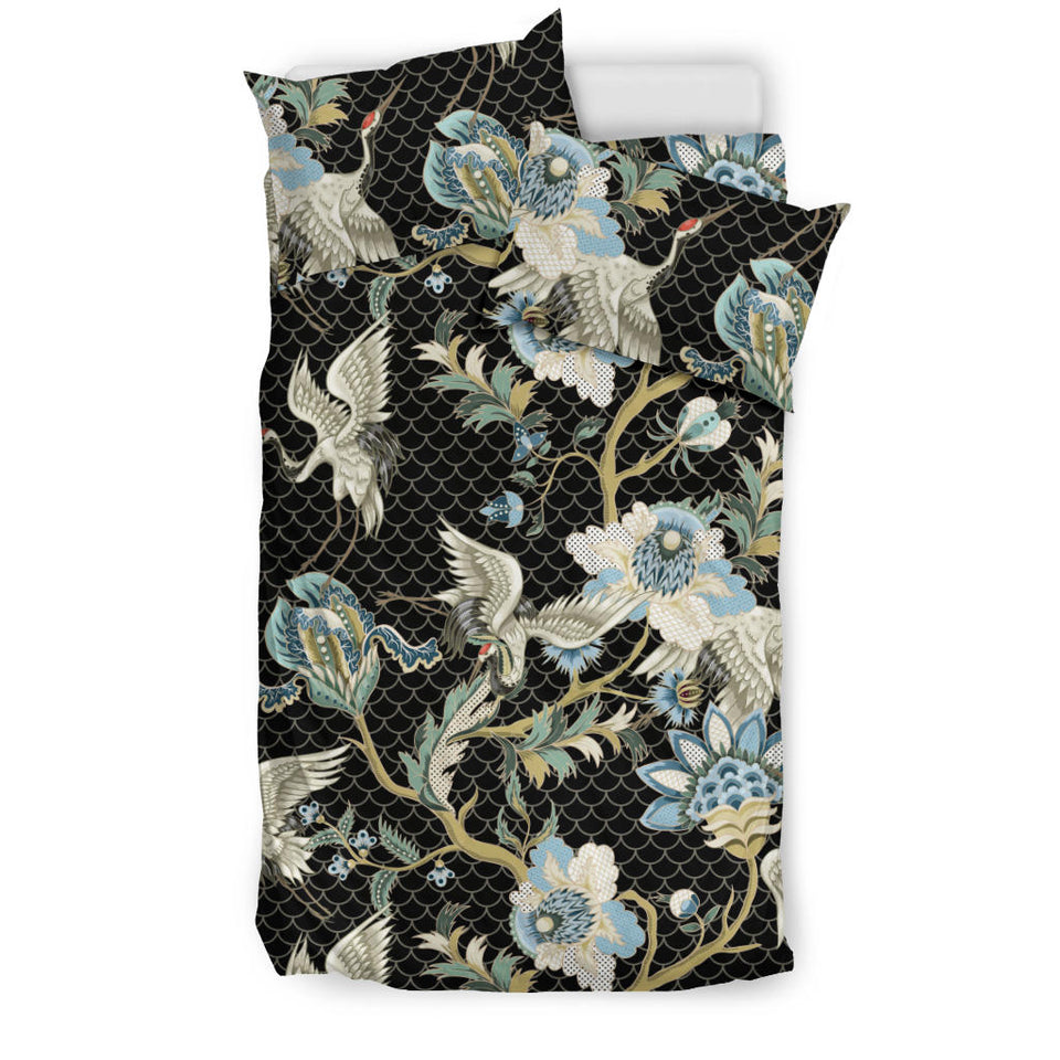 Japanese Crane Ornament Elements Bedding Set