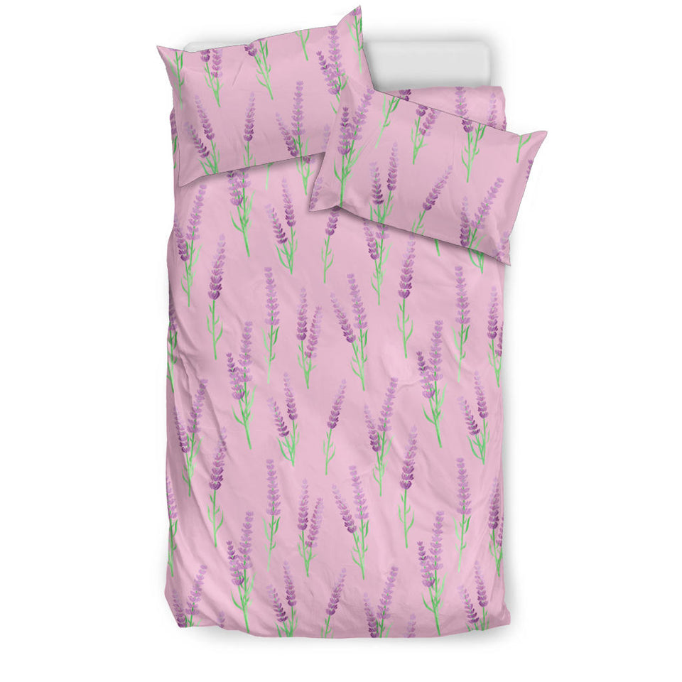 Lavender Pattern Pink Background Bedding Set