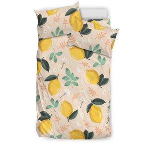 Lemon Flower Leave Pattern Bedding Set