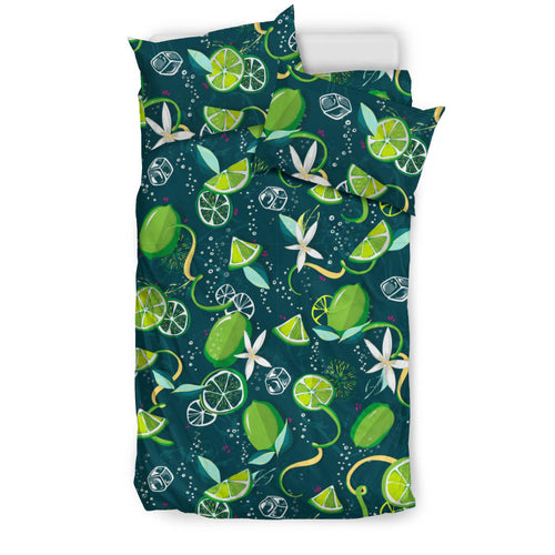 Lime Ice Flower Pattern Bedding Set