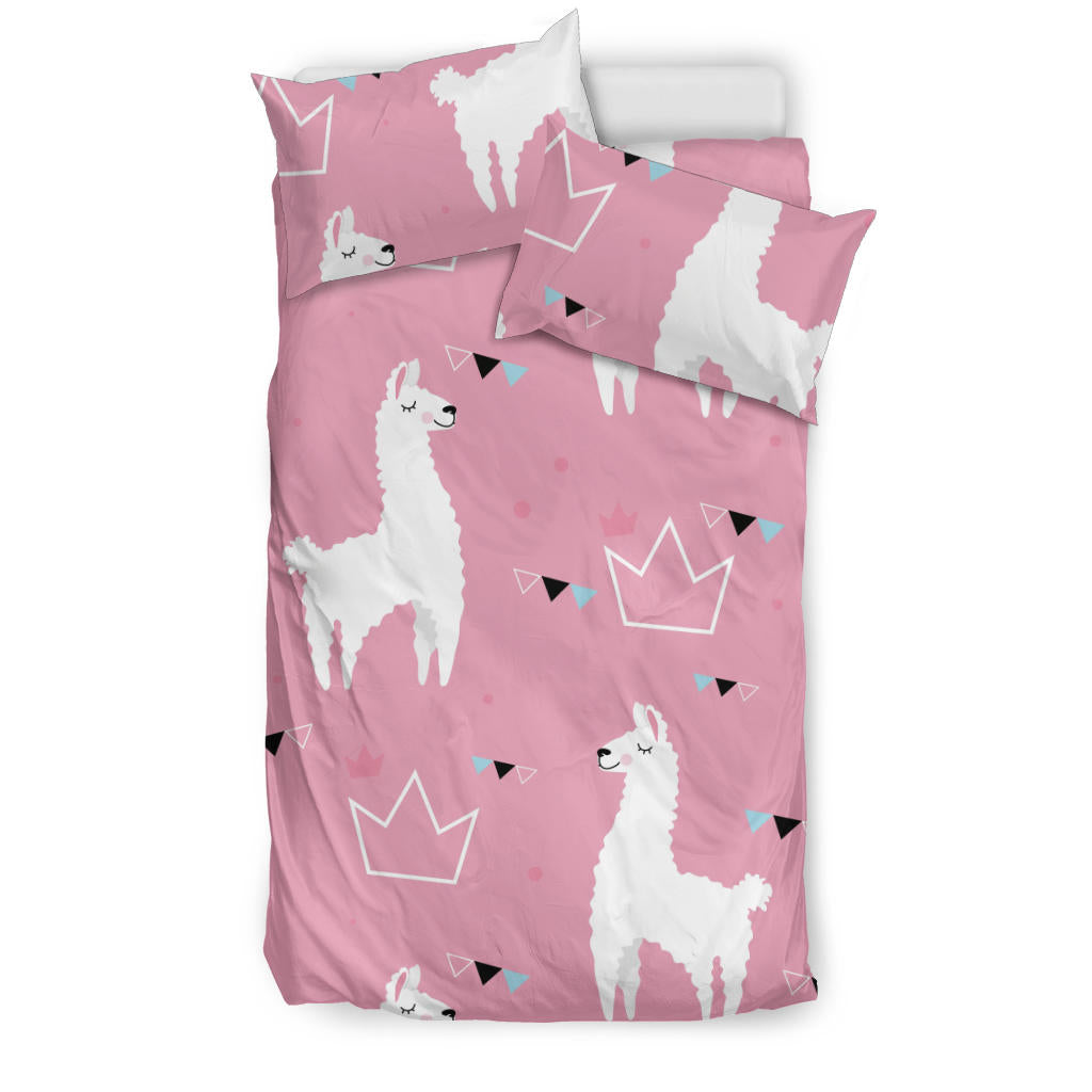 Llama Alpaca Pink Background Bedding Set