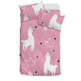 Llama Alpaca Pink Background Bedding Set