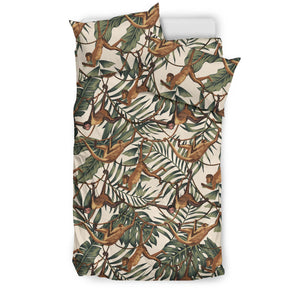 Monkey Tropical Leaves Background Bedding Set