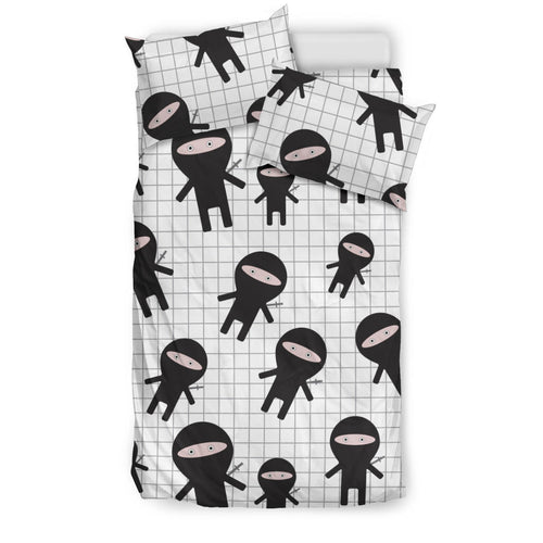 Ninja Pattern Plaid Background Bedding Set