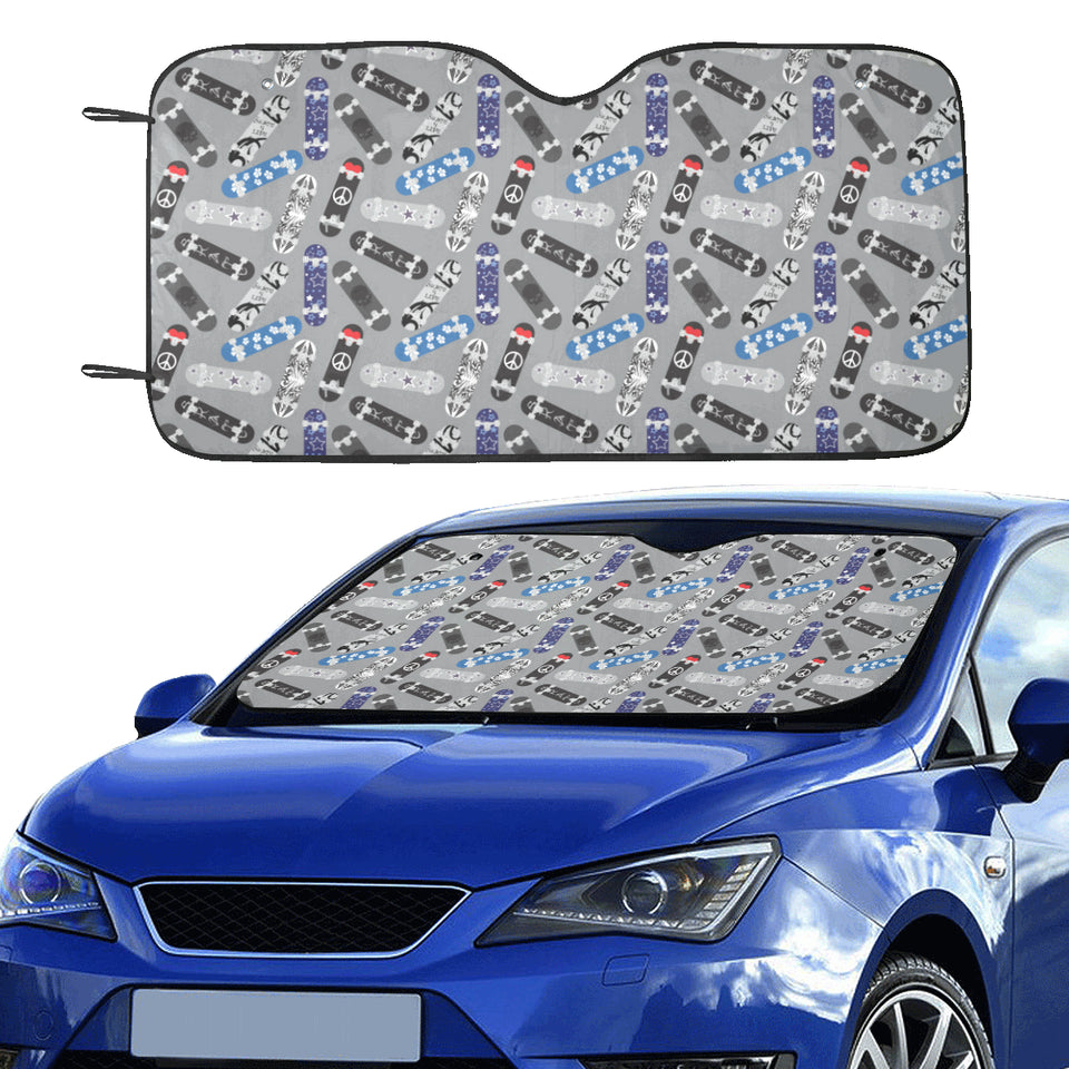 Skate Board Pattern Print Design 03 Car Sun Shade