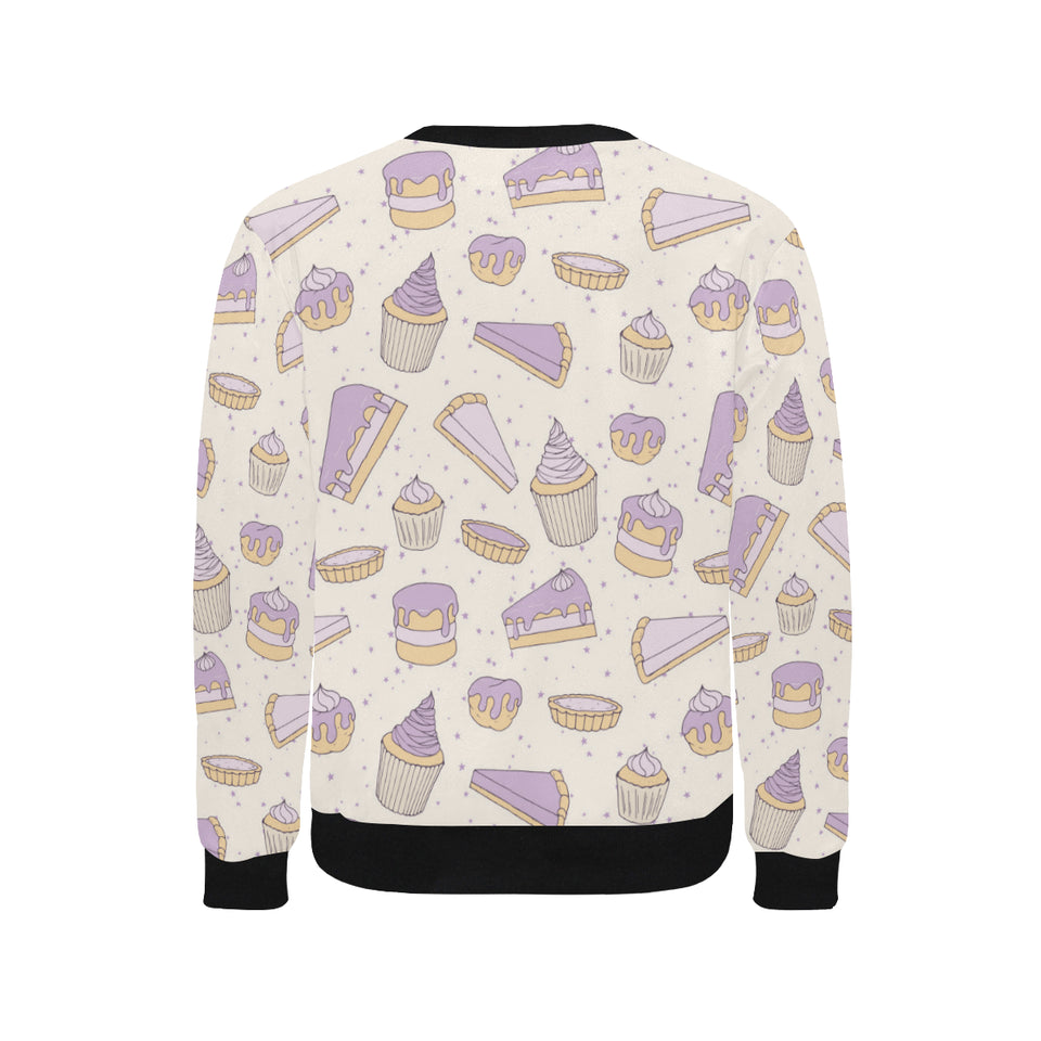 Cakes pies tarts muffins and eclairs purple bluebe Men's Crew Neck Sweatshirt