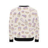 Cakes pies tarts muffins and eclairs purple bluebe Men's Crew Neck Sweatshirt