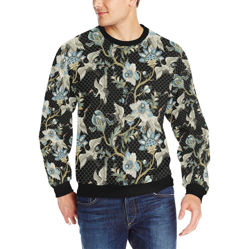 Japanese crane ornament elements Men's Crew Neck Sweatshirt