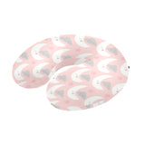 Cute moon cloud star pattern pink dot background U-Shaped Travel Neck Pillow