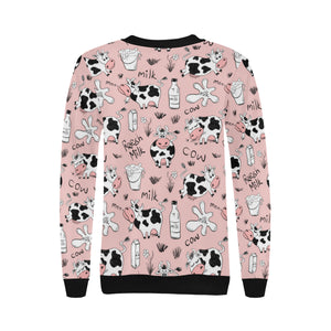 Cows milk product pink background Women's Crew Neck Sweatshirt