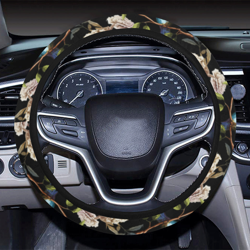 Hummingbird Pattern Print Design 03 Car Steering Wheel Cover