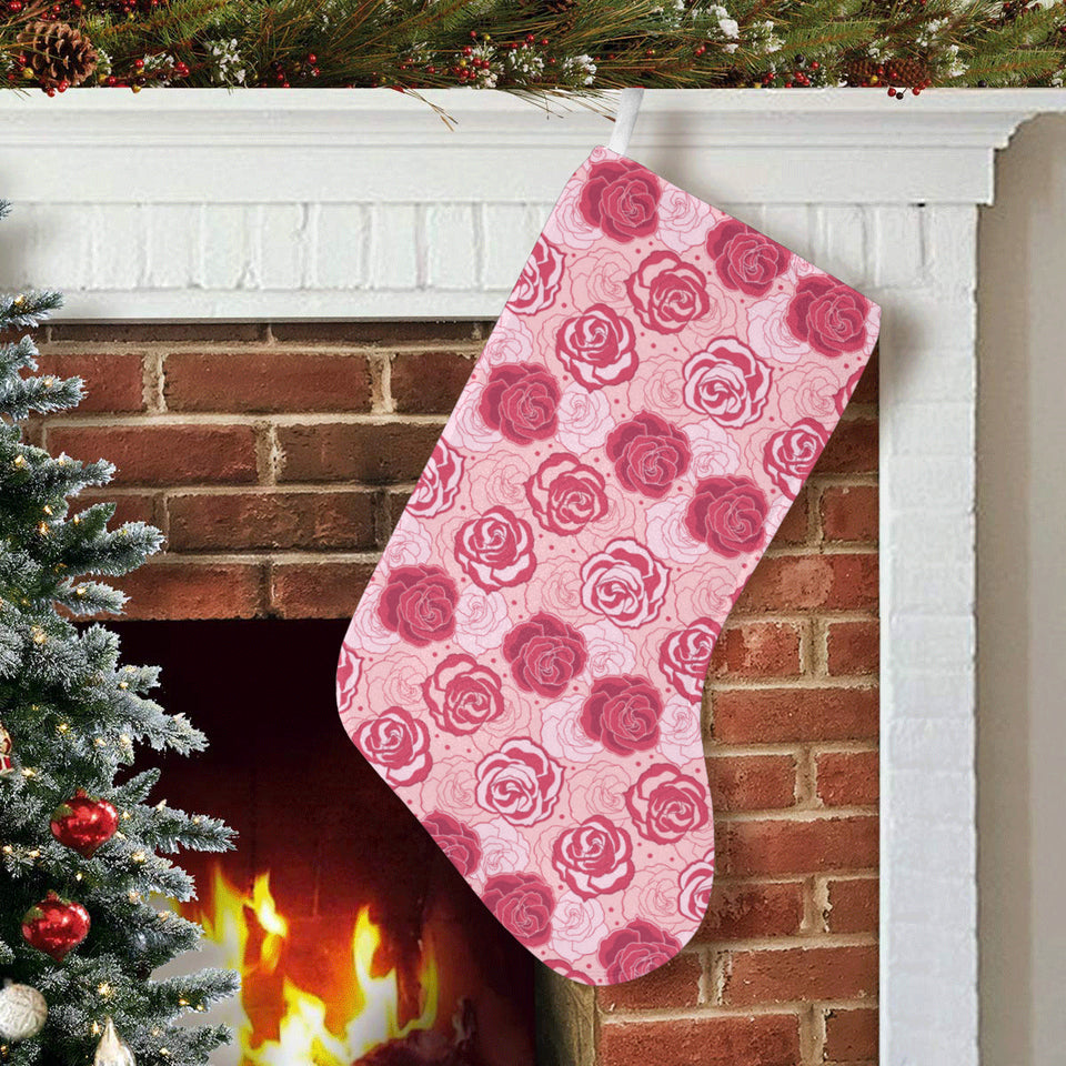 Rose Pattern Print Design 02 Christmas Stocking