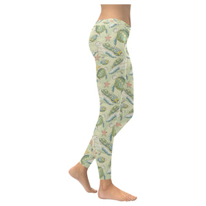 Hand drawn sea turtle fish pattern Women's Legging Fulfilled In US