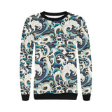 Japanese wave pattern Women's Crew Neck Sweatshirt