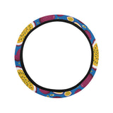 Passion fruit blue background Car Steering Wheel Cover