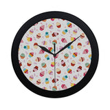Cake cupcake design pattern Elegant Black Wall Clock