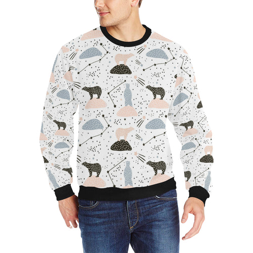 Polar bears star poka dot pattern Men's Crew Neck Sweatshirt