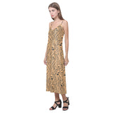 Bengal tigers pattern V-Neck Open Fork Long Dress