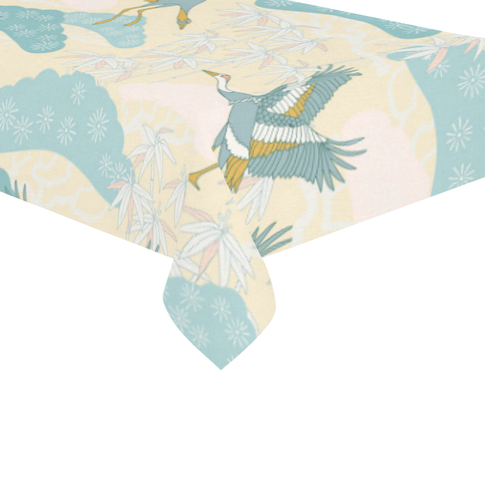 Bonsai bamboo stork japanese pattern cream theme Tablecloth